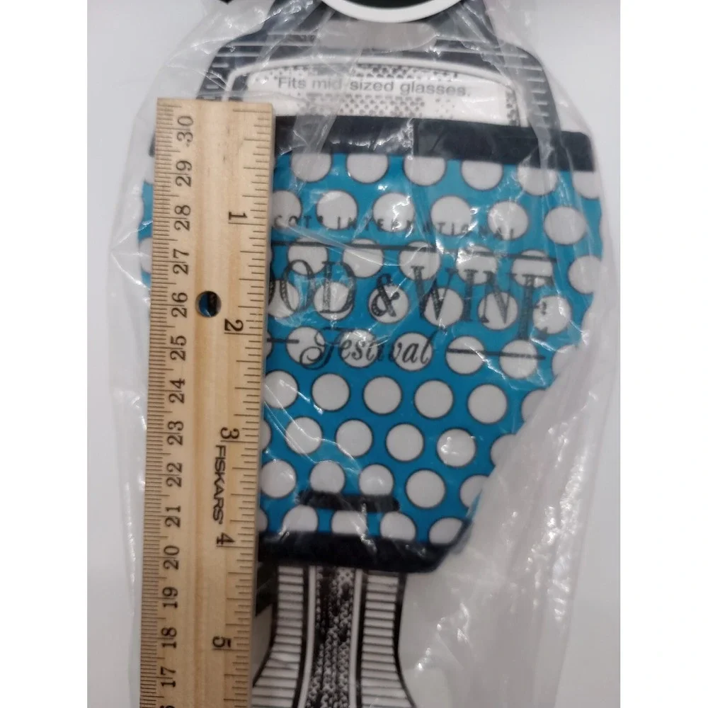 Disney Epcot Food & Wine Festival Woozie Wine Glass Insulator Polka Dot Blue